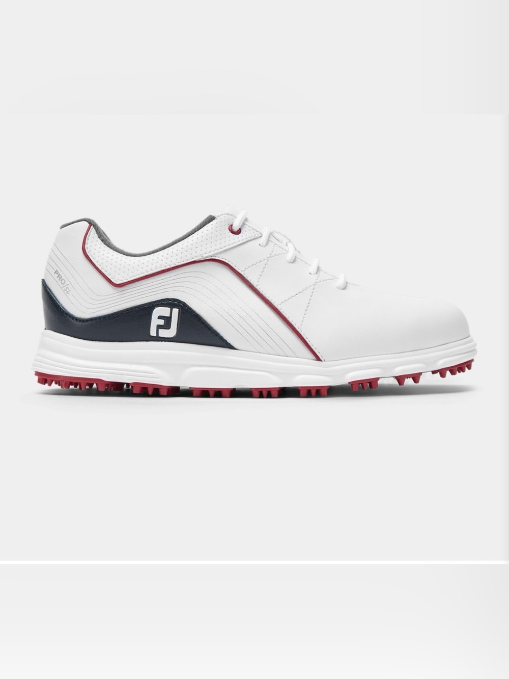 NIB FootJoy Pro/SL Junior Spikeless Golf Shoes White Red Kids Youth Size 3